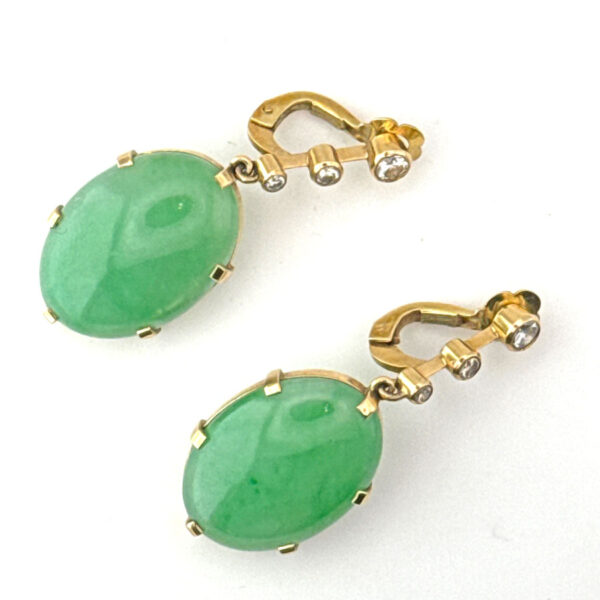 18ct Gold Jade And Diamond Earrings