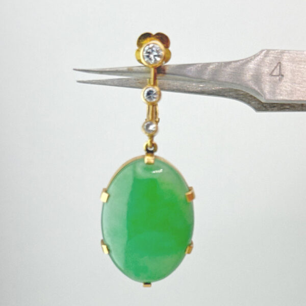 18ct Gold Jade And Diamond Earrings
