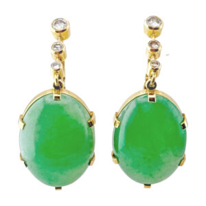 18ct Gold Jade And Diamond Earrings