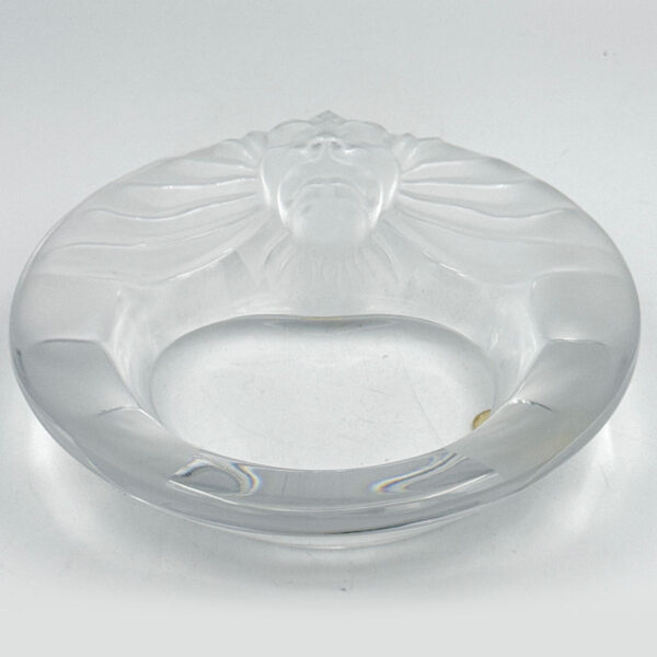 Lalique-Frosted-Crystal-Tete-De-Lion-Ashtray-3 Lalique Frosted Crystal Tete De Lion Ashtray 1945-1977