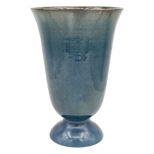 Linnware Pottery Dark Blue Green Pedestal Vase