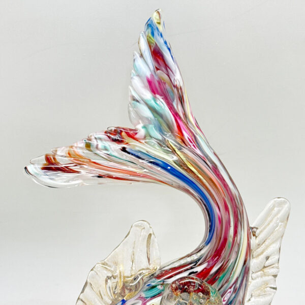_Murano-Glass-Millefiori-Large-Fish-On-Swirl-Base-20th-3 Murano Glass Millefiori Large Fish On Swirl Base 20th