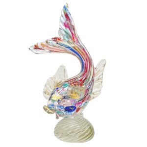 Murano Glass Millefiori Large Fish On Swirl Base  20th