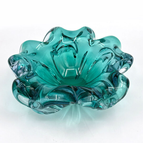Murano-Glass-Turquoise-Large-Ashtray-20th-1 Murano Glass Turquoise Large Ashtray 20th