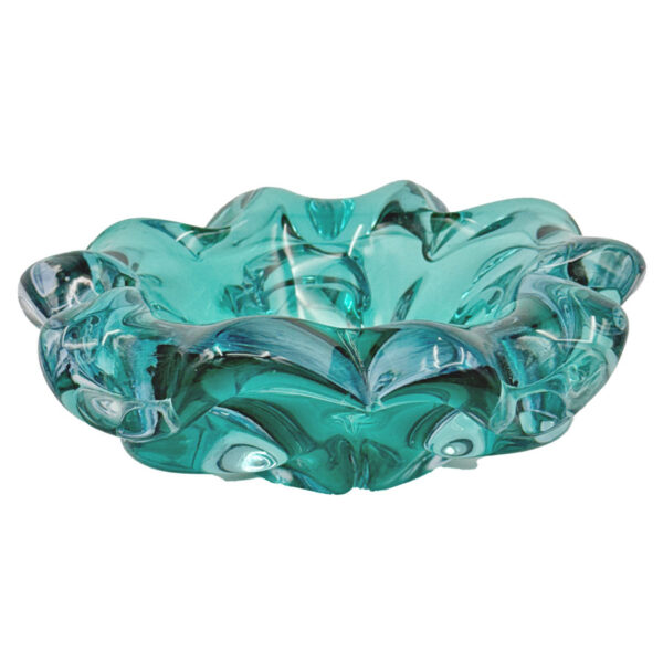 Murano-Glass-Turquoise-Large-Ashtray-20th Murano Glass Turquoise Large Ashtray 20th