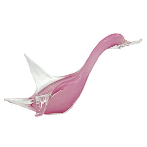 Murano Pink Cased Glass Flying Swan