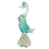 Murano-Turquoise-and-Silvered-Cased-Glass-Duck-On-Pedestal-Base-20th Murano Turquoise and Silvered Cased Glass Duck On Pedestal Base 20th