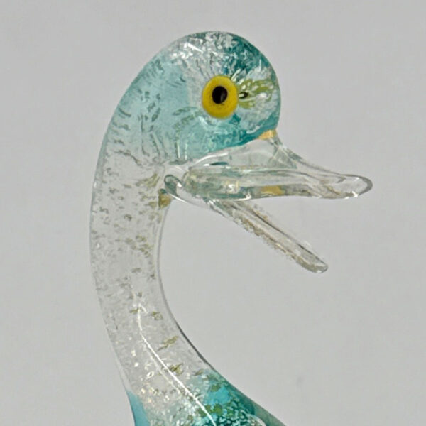 Murano-Turquoise-and-Silvered-Cased-Glass-Duck-On-Pedestal-Base-20th-2 Murano Turquoise and Silvered Cased Glass Duck On Pedestal Base 20th