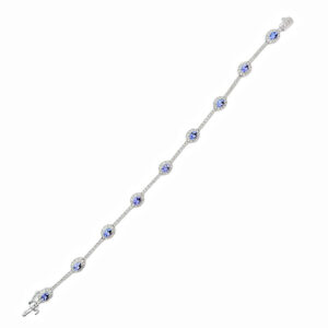 14ct White Gold Halo Diamond and Tanzanite Bracelet