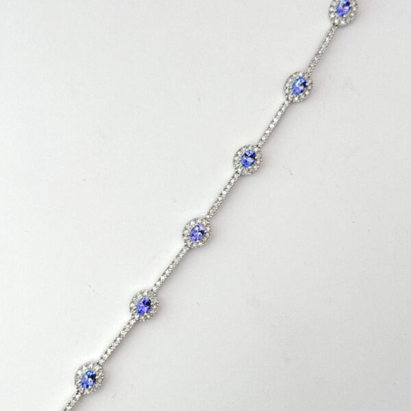 14ct White Gold Halo Diamond and Tanzanite Bracelet