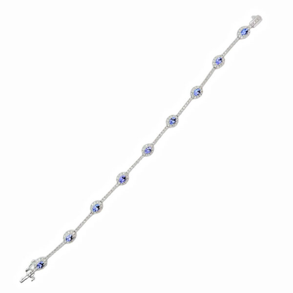 14ct White Gold Halo Diamond and Tanzanite Bracelet