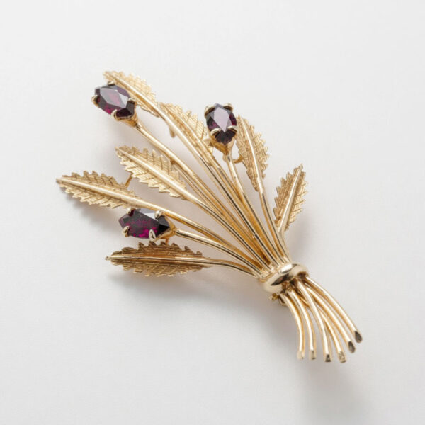 9Ct Gold and Garnet Bouquet Brooch Zeeta Jewellers