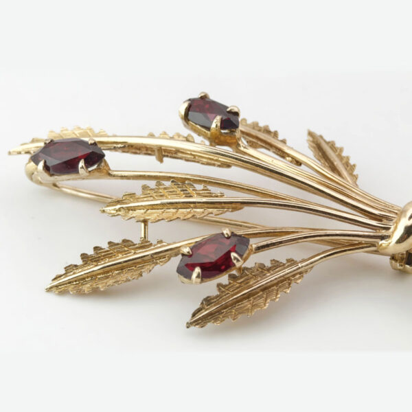 9Ct Gold and Garnet Bouquet Brooch Zeeta Jewellers