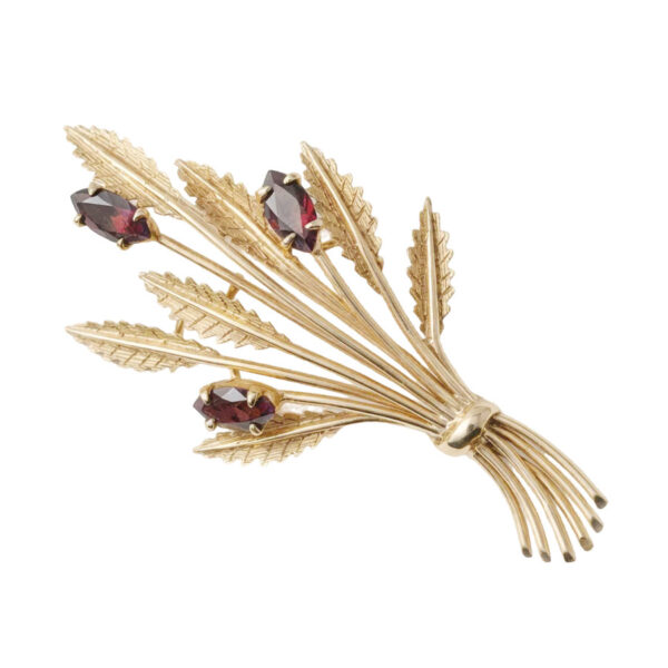 9Ct Gold and Garnet Bouquet Brooch Zeeta Jewellers