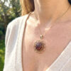 9ct Gold Lovely Daisy Garnet Set Pendant