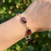 9ct Gold Red Tigers Eye Link Bracelet