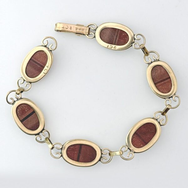 9ct Gold Red Tigers Eye Link Bracelet