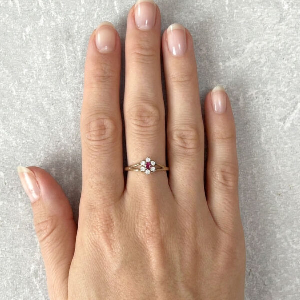 9ct Gold Ruby Cluster Ring