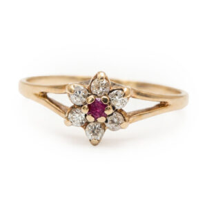 9ct Gold Ruby Cluster Ring