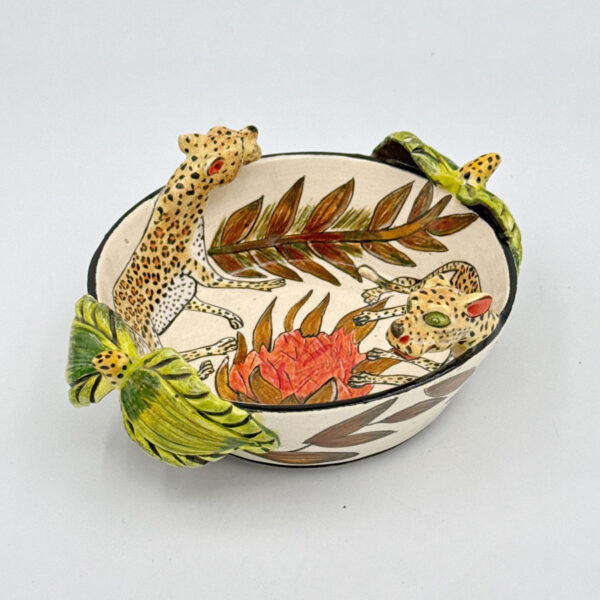 Ardmore-Hand-Painted-Cheetah-Bowl-Sabello-2008-1 Ardmore Hand Painted Cheetah Bowl Sabello 2008