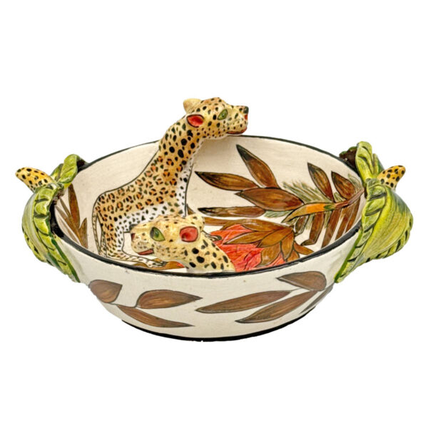 Ardmore-Hand-Painted-Cheetah-Bowl-Sabello-2008 Ardmore Hand Painted Cheetah Bowl Sabello 2008