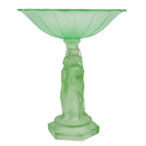 Art Deco Uranium Glass Three Graces Centre Piece Walther Sohne C1930