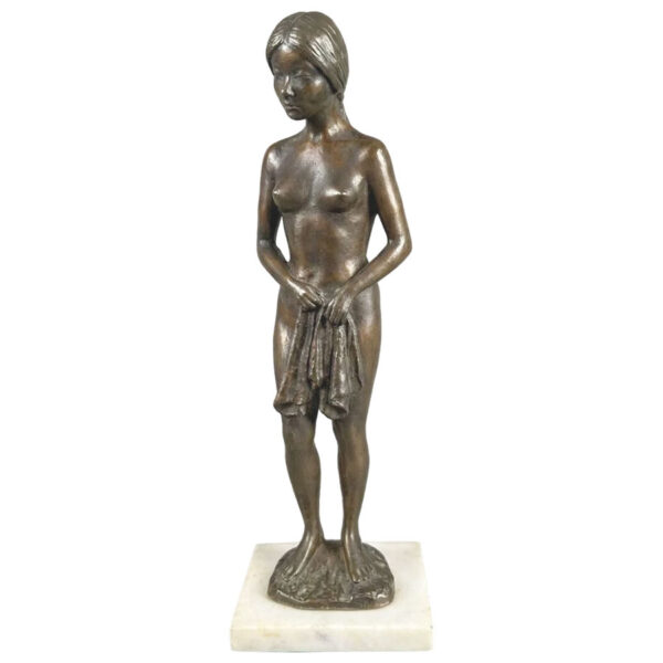 Bronze By H Du Toit Young Girl With A Towel