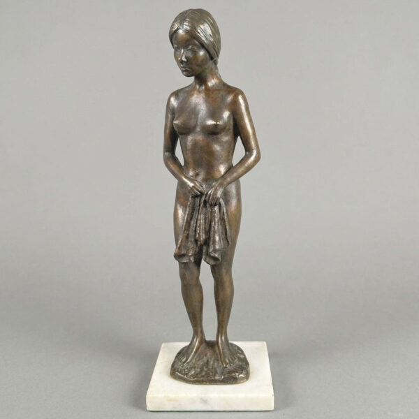 Bronze By H Du Toit Young Girl With A Towel