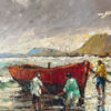 Carlo Sdoya Fisherman Scene Oil On Board