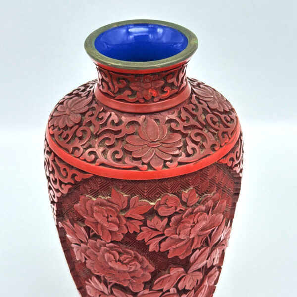 Chinese 20th Century Cinnabar Red Vase