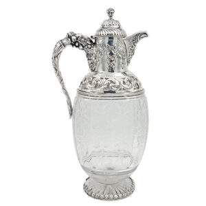 Hallmarked Silver Mounted Cut Crystal Claret Jug London 1901 Mappin and Webb