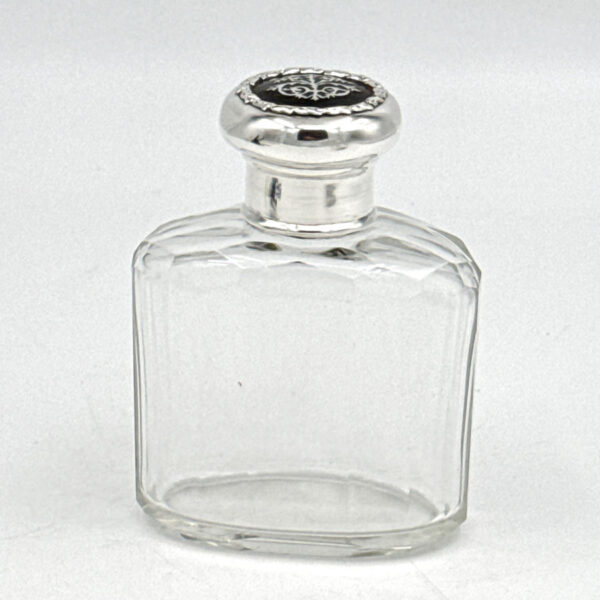 Hallmarked Silver Perfume Bottle With Pique Silver Inlay In Tortoise Shell Birmingham 1911