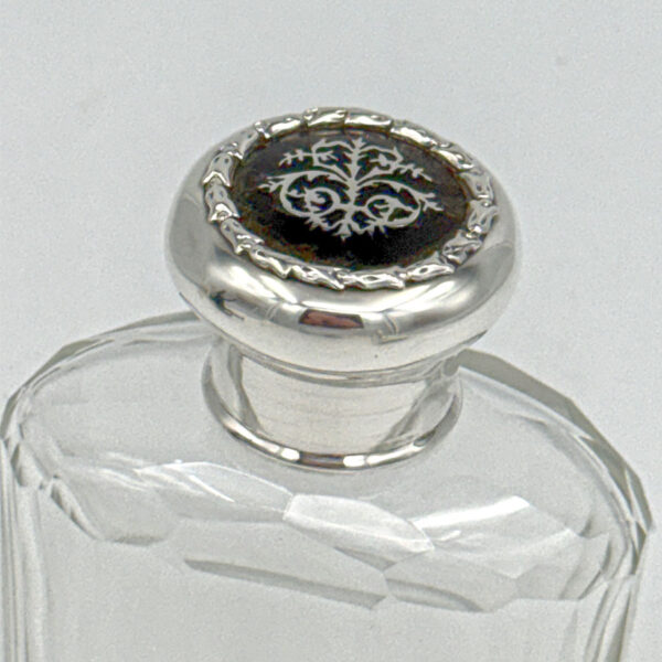 Hallmarked Silver Perfume Bottle With Pique Silver Inlay In Tortoise Shell Birmingham 1911