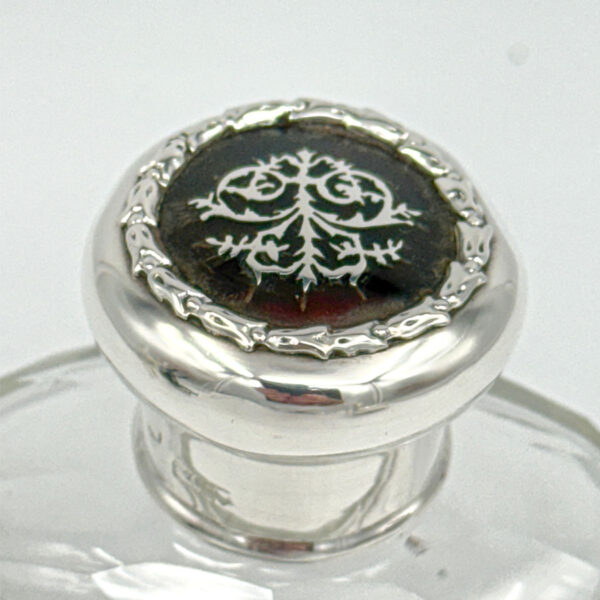 Hallmarked Silver Perfume Bottle With Pique Silver Inlay In Tortoise Shell Birmingham 1911
