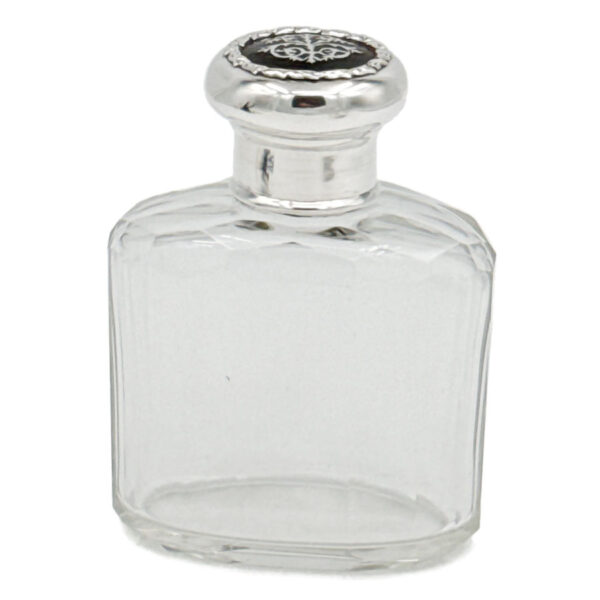 Hallmarked Silver Perfume Bottle With Pique Silver Inlay In Tortoise Shell Birmingham 1911
