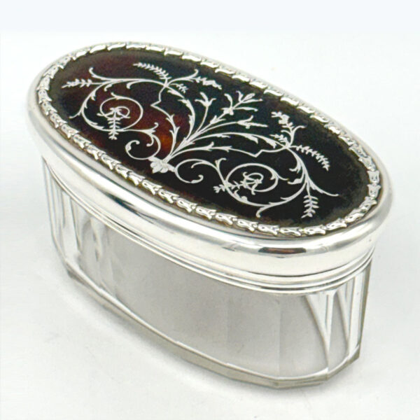 Hallmarked-Silver-Trinket-Box-With-Pique-Silver-Inlay-In-Tortoise-Shell-Birmingham-1911-2 Hallmarked Silver Trinket Box With Pique Silver Inlay In Tortoise Shell Birmingham 1911