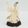 Japanese-Ivorine-Finely-Carved-Figurine-Of-Lady-With-Flowers-and-Bird-4 Japanese Ivorine Finely Carved Figurine Of Lady With Flowers and Bird