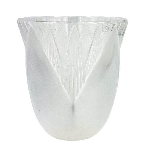 Lalique-Clear-Crystal-Thebes-Lotus-Flower-Vase Lalique Clear Crystal Thebes Lotus Flower Vase