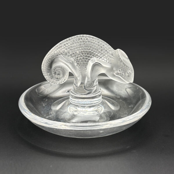 Lalique Frosted And Clear Chameleon Ring Tray