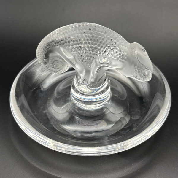 Lalique Frosted And Clear Chameleon Ring Tray