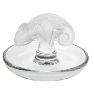 Lalique Frosted And Clear Chameleon Ring Tray