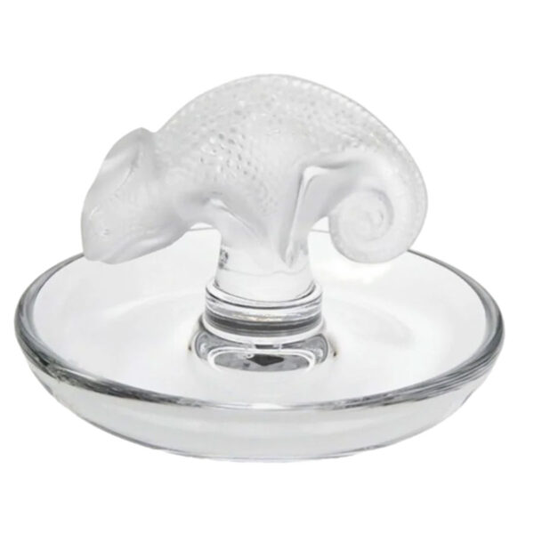Lalique Frosted And Clear Chameleon Ring Tray