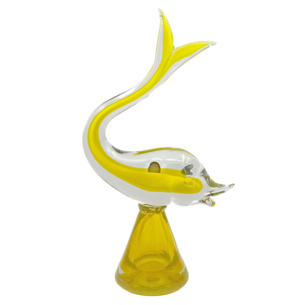 Murano-Somerso-Yellow-Green-Large-Fish Murano Somerso Yellow Green Large Fish