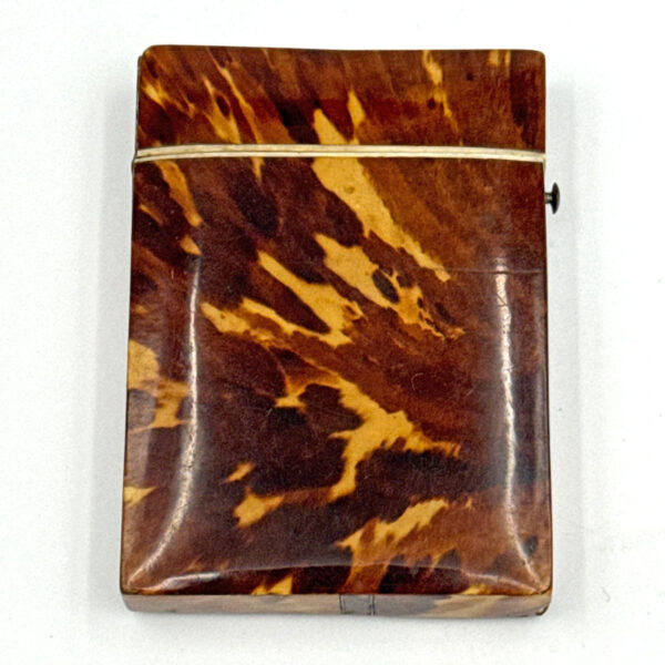 Victorian Tortoise Shell With Ivory Banding Calling Card Case C1890