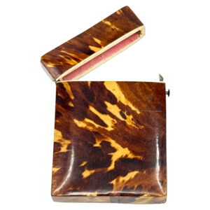 Victorian Tortoise Shell With Ivory Banding Calling Card Case C1890