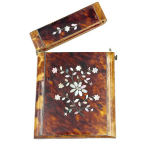 Victorian Tortoise Shell With Mother Of Pearl Inlay Calling Card Case C1870