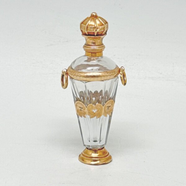 14ct Gold Dutch Mounted Rock Crystal Perfume Bottle Victorian C1890 Boxed