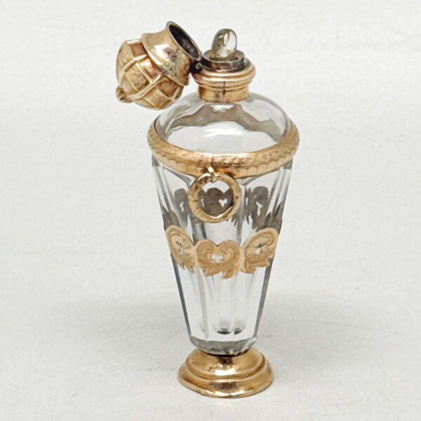 14ct Gold Dutch Mounted Rock Crystal Perfume Bottle Victorian C1890 Boxed