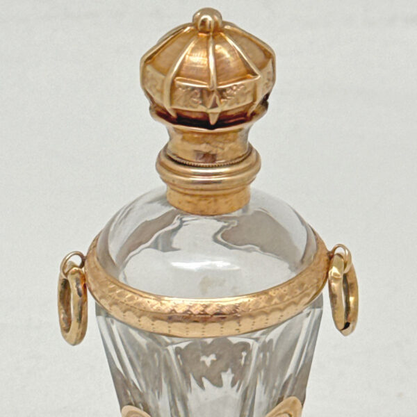 14ct Gold Dutch Mounted Rock Crystal Perfume Bottle Victorian C1890 Boxed