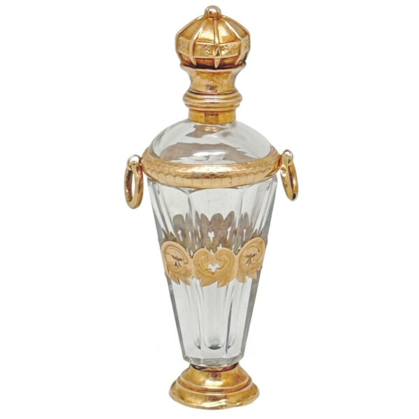 14ct Gold Dutch Mounted Rock Crystal Perfume Bottle Victorian C1890 Boxed